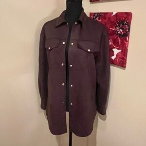 Truth Fax Suede Chocolate Brown Shacket, size XS